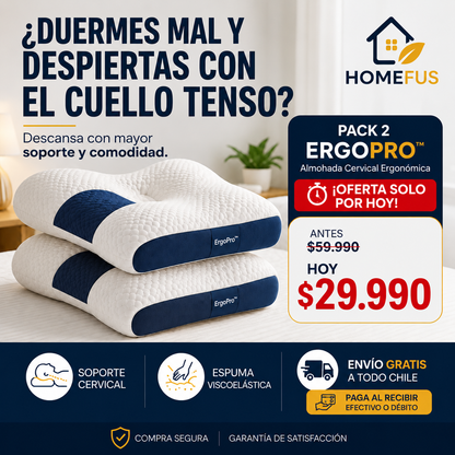 ERGOPRO™ | Pack x2 Almohadas Cervicales Ergonómicas