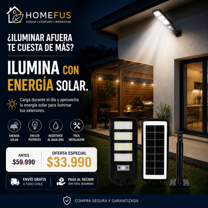 Foco Solar HomeLux 1000™ | Ilumina tus exteriores con energía solar
