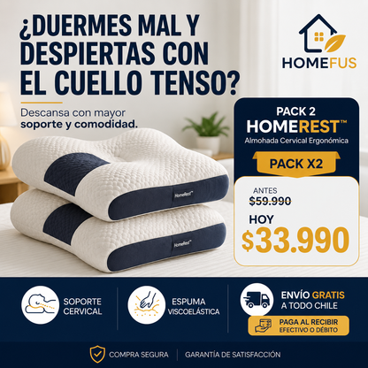 🛏️ HomeRest™ | Pack x2 Almohadas Cervicales Ergonómicas