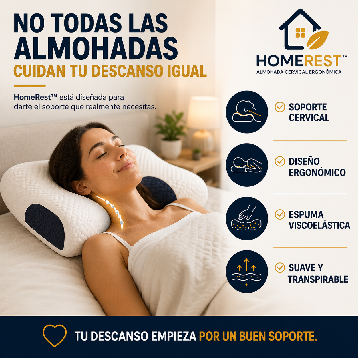 🛏️ HomeRest™ | Pack x2 Almohadas Cervicales Ergonómicas